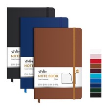 Lined Journal Notebooks, 3 Pack, Black, Navy, Brown , 192 Pages, Medium 5.5 ...