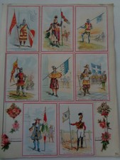 6 planches de chromos militaires et drapeaux