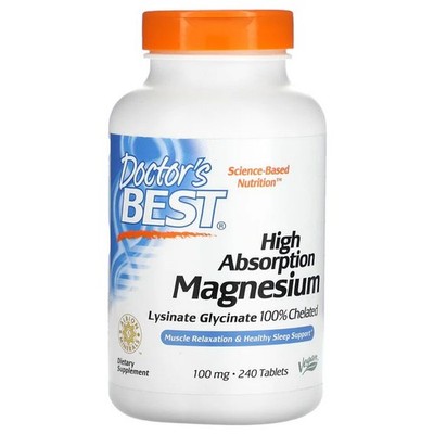 Doctor's Best High Absorption Magnesium (Magnesium), 100 % chelatiert - 240 Tabl