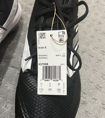 Adidas Icon 8 Metal Baseball Cleats Black White Silver  display picture 2