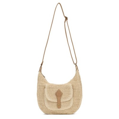 Jywmsc Sommer Stroh Umhängetaschen für Damen groß Boho gewebt Strand L, beige 