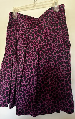 Stylish Style&co Pleated Skirt, 6, 100% Polyester, Magenta/black, Lined