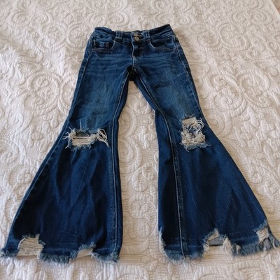 KanCan Destroyed Mid Rise Flare Toddler Girl Sz 5 Boho Festival Jean Kidcore