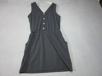 Toad&Co Dress Womens Small Black Stretch Cue Wrap Sleeveless Button Front V Neck