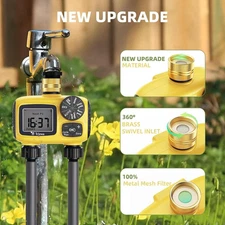 TRJZWA BRASS SWIVEL  SPRINKLER WATER TIMER GARDEN HOSE  2 ZONE PROGRAMMABLE  NEW