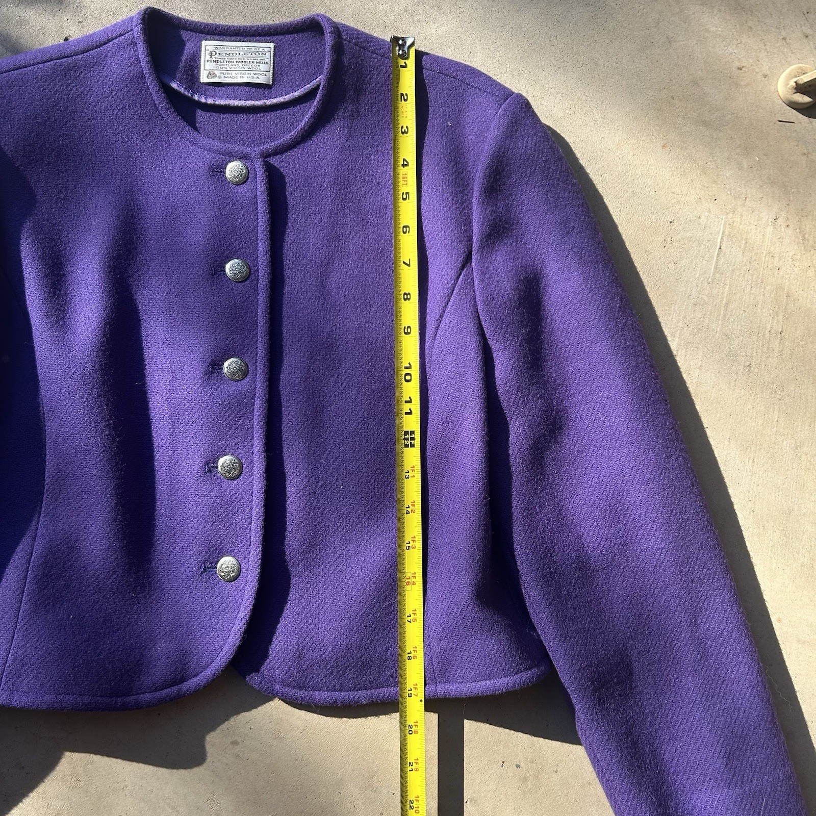 Pendleton Wool Cropped Jacket 8 Purple Blazer Sil… - image 5