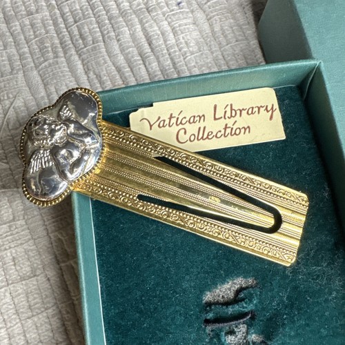 VTG Vatican Library Collection Bookmark 3” Gold tone Filigree Silver Saint - Picture 5 of 11