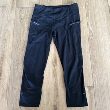 Athleta Women  s Black Crop Leggings Stretch Pockets Logo Medium