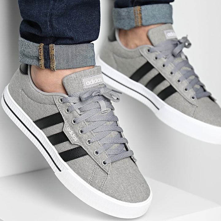 Adidas Daily Men's Athletic Shoe Grey Sneaker Trainer Mesh