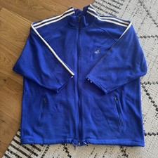 Vintage Adidas Jacket Mens XL Retro Fleece Blue 3 Striped Zip Up 90  s Y2K