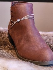 Boot Anklet Sterling Silver Plated Chain With Clear Rhinestone Super cute