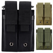 Military Tactical Double Pistol Magazine Pouch Molle 9mm .40 .45 Cal Mag Holder
