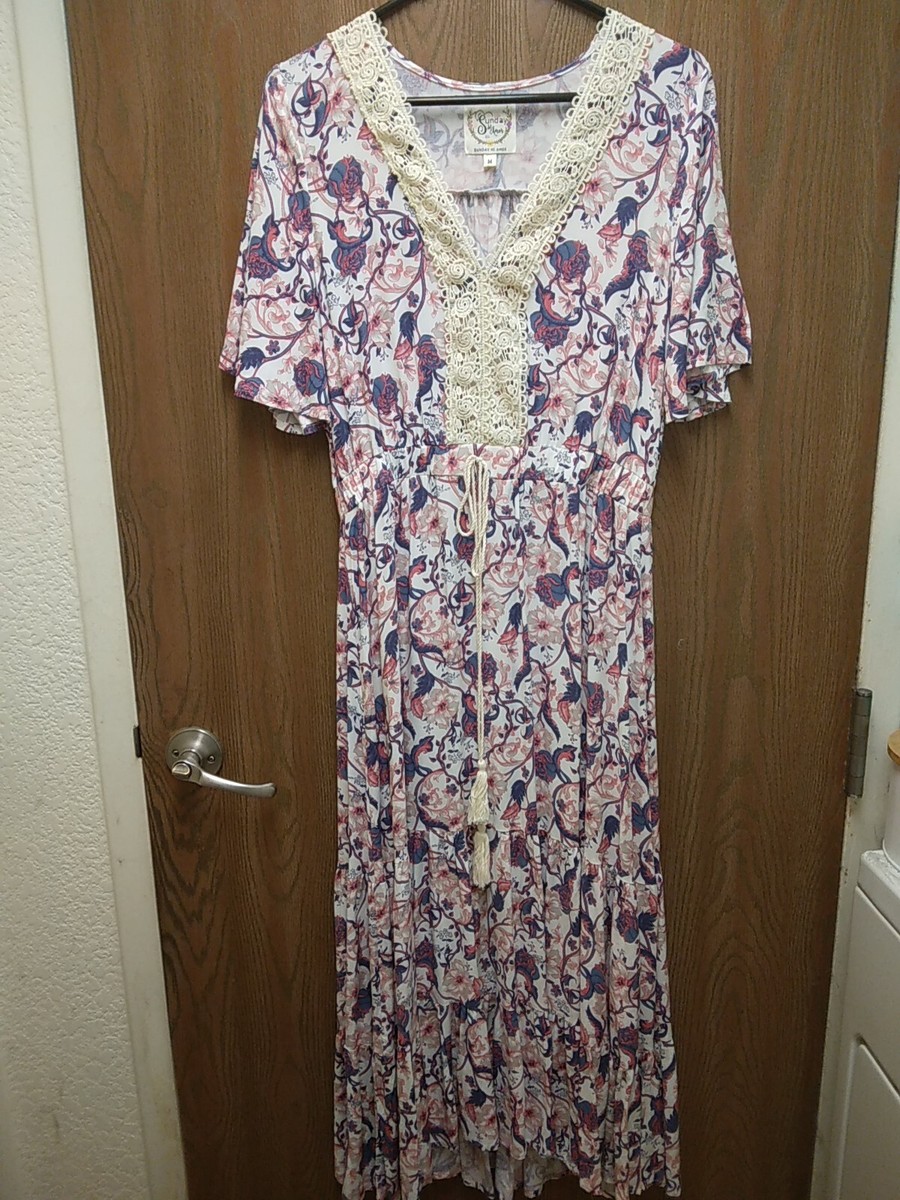 maxi dress with floral print Light Blue Floral Maxi Dress