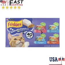 40 Pack Wet Cat Food Soft Seafood Salmon Chicken Variety Pack Delectable 5.5 Oz