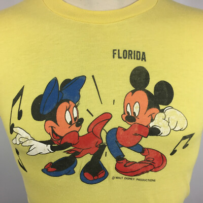 Vintage 70s 80s Thin Distressed Mickey Minnie Mouse Music Florida