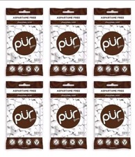 PUR Xylitol Chewing Gum CHOCOLATE MINT 55 Pieces, 6 Pack Sugarless Vegan Pure
