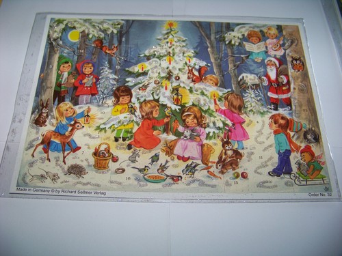 Nostalgischer Adventskalender Engel und Kinder am Weihnachtsbaum Sellmer Verlag