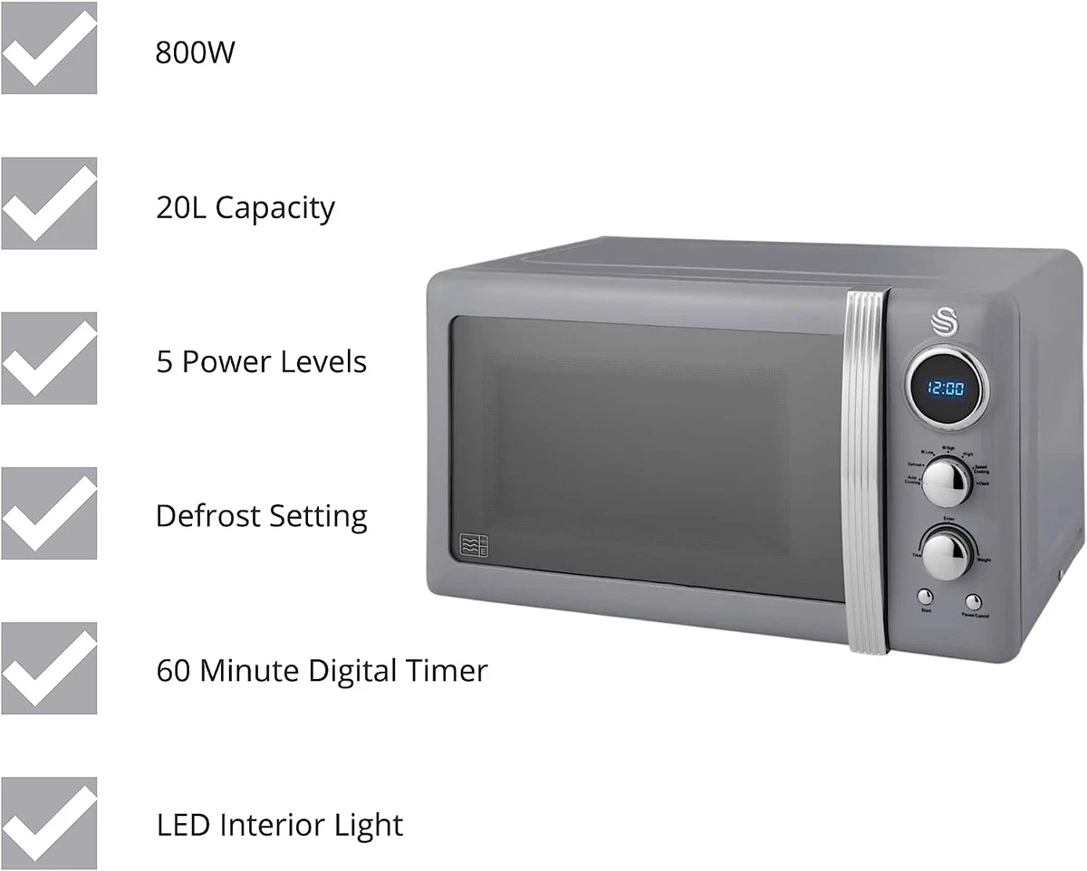 Swan 800w shop retro digital microwave