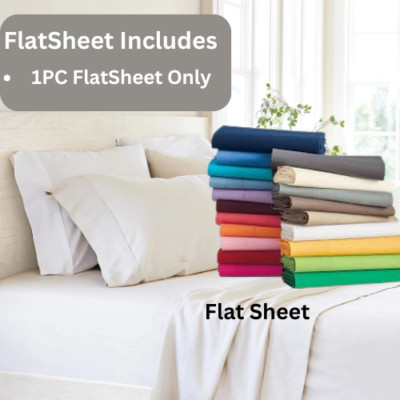 LuxuryStyle 100%EgyptianCotton FlatSheet TC 800/1000  US-All Size & Solid Colors