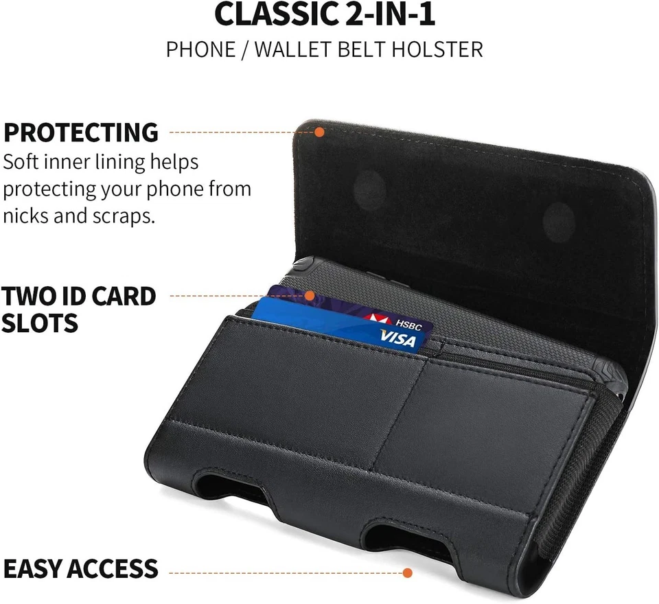 X2 NEM XL Cell Phone Belt Clip Leather Phone Holder Holster Carrying cover Pouch - Image 3 of 4