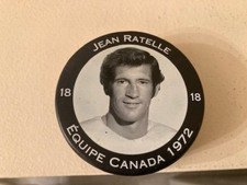 TEAM OF THE CENTURY TEAM CANADA 1972 JEAN RATELLE #18 HOCKEY PUCK