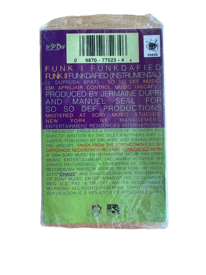 Da Brat Funkdafied 1994 Cassette Single New sealed - Image 3 of 4