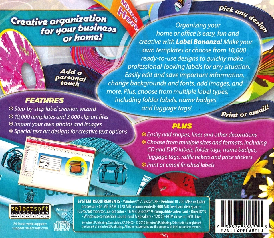 Label Bonanza! - Creatively Organize Home & Office! PC Software Sealed New - Image 2 of 2