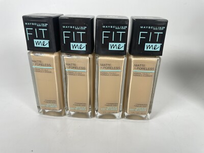 Lot of 4 Maybelline Fit Me Matte Liquid Foundation Makeup #118 LIGHT BEIGE
