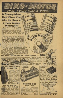 1950 PAPER AD Biko Motor Bicycle Dummy Engine Horn Light Router
