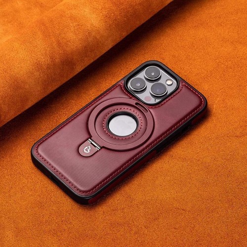 Genuine Leather Case For iPhone 16 15 14 13 12 Pro Max Magnetic Stand Shockproof - Picture 55 of 70