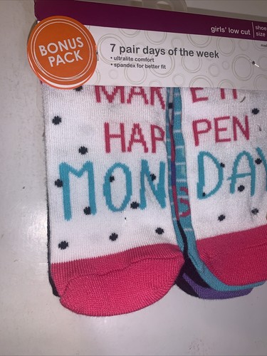 Seven Pair Days Of The Week Girls Low-Cut Socks Size 6 To 10 1/2 - Picture 9 of 9