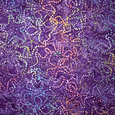 BonEFul Fabric FQ Cotton Quilt Purple Pink Dot Rainbow Batik Star Fish Sea Ocean