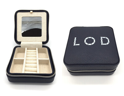 Mark and Graham Small Travel Jewelry Case Debossed LOD mono NAVY NWOT JB 