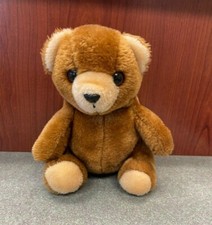 Vintage CROWN Brand 7" Brown Teddy Bear Stuffed Plush Classic Animal Hard Eyes