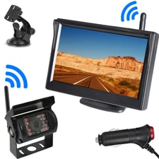 Wireless IR Rear View Backup Camera w/ 5" LCD Monitor for Truck Caravan 12-24V