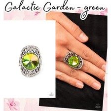 Paparazzi GALACTIC GARDEN green IRIDESCENT ring