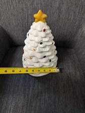 WINTER WONDER LANE WHITE CERAMIC CHRISTMAS TREE COOKIE JAR.