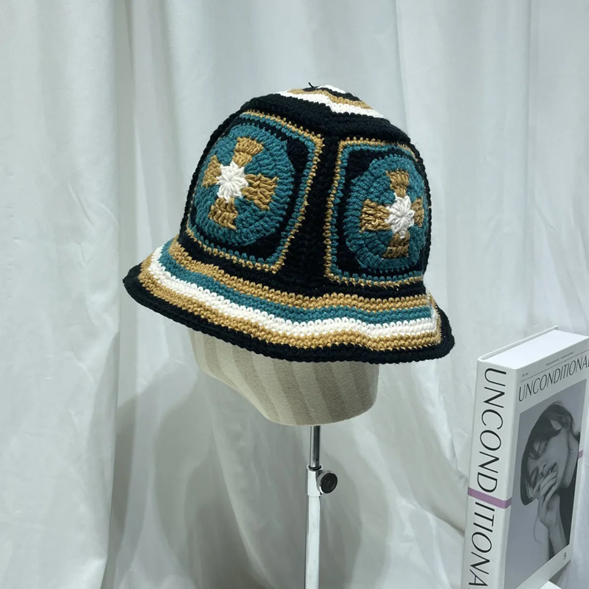 Multicolor Crochet Street Style Weaving Knit Bucket Hat 