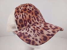 CC Ponycap Ponytail Mesh Adjustable Trucker Cap Hat Leopard Cheetah Print