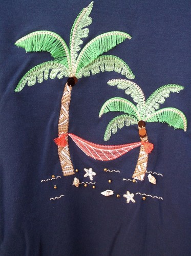 NWT 💥ALFRED DUNNER💥 ISLAND HOPPING Short Sleeve Palm Tree Hammock Top SMALL - Picture 3 of 4