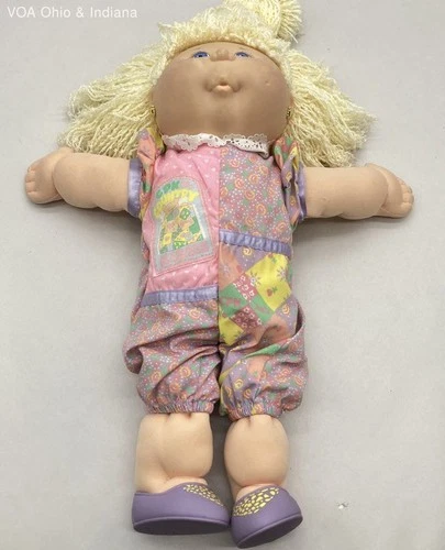 Vintage 1991 Cabbage Patch Kids Kissin' Kid Doll Hasbro Blonde Hair Blue Eyes