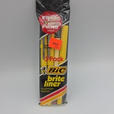 BIC Brite Liner BLP4 Highlighters 3-Pack Multi-Color Vintage 1987 Pens Pencil