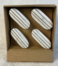 NEW 4 Marble GOLD Stripe Drawer Knobs Natural Stone Colored Kitchen Desk Drawer