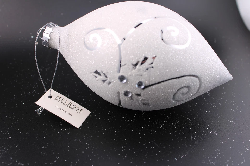 Melrose Weihnachtsschmuck (5) weiß Glitzer silber 6" hoch 