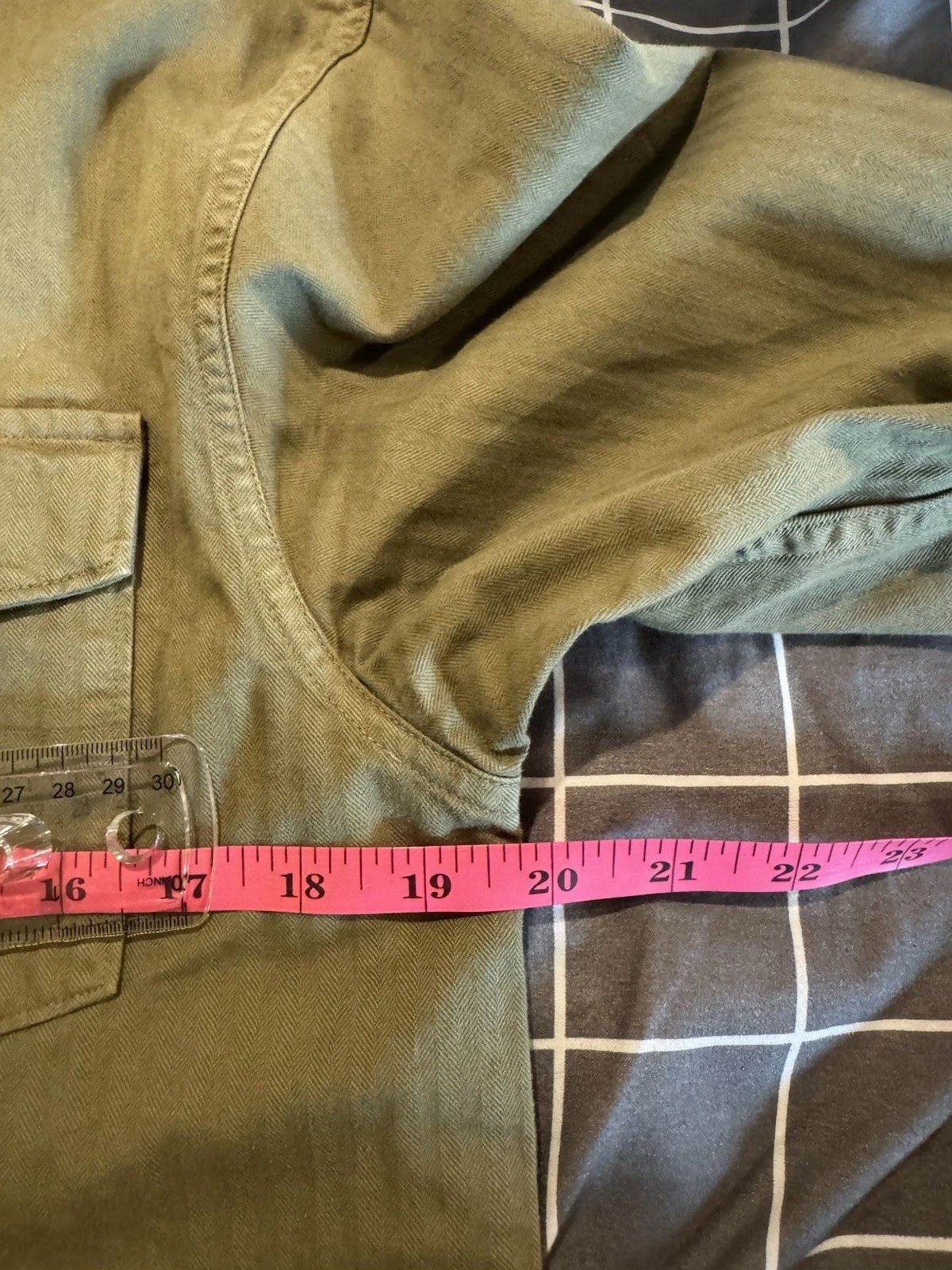 RRL Ralph Lauren Green Cotton Twill Military Jacket Shirt Pockets Size S - product detail image 15