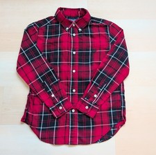 Chaps Boys Size 7 Red Black Plaid Long Sleeve Button Down Cotton Shirt Christmas