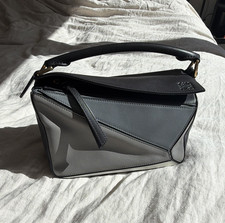 Loewe Puzzle Small Gray/Black Crossbody Top H...