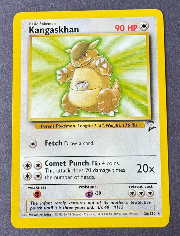 Pokemon TCG: Kangaskhan 26/130 Base 2- Reg-Unlimited—WOTC-Rare-LP