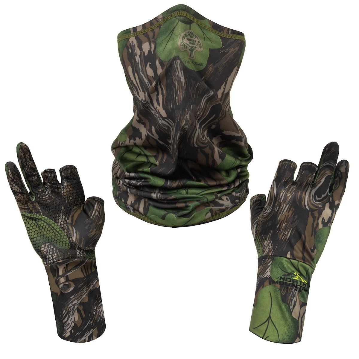 North Mountain Gear Mossy Oak Full Foliage Neck Gaiter & Fingerless Gloves