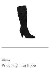 Carvela Pride High Leg Boots Black Suedette UK 5 EU 38 Heeled Slouch Over Knee